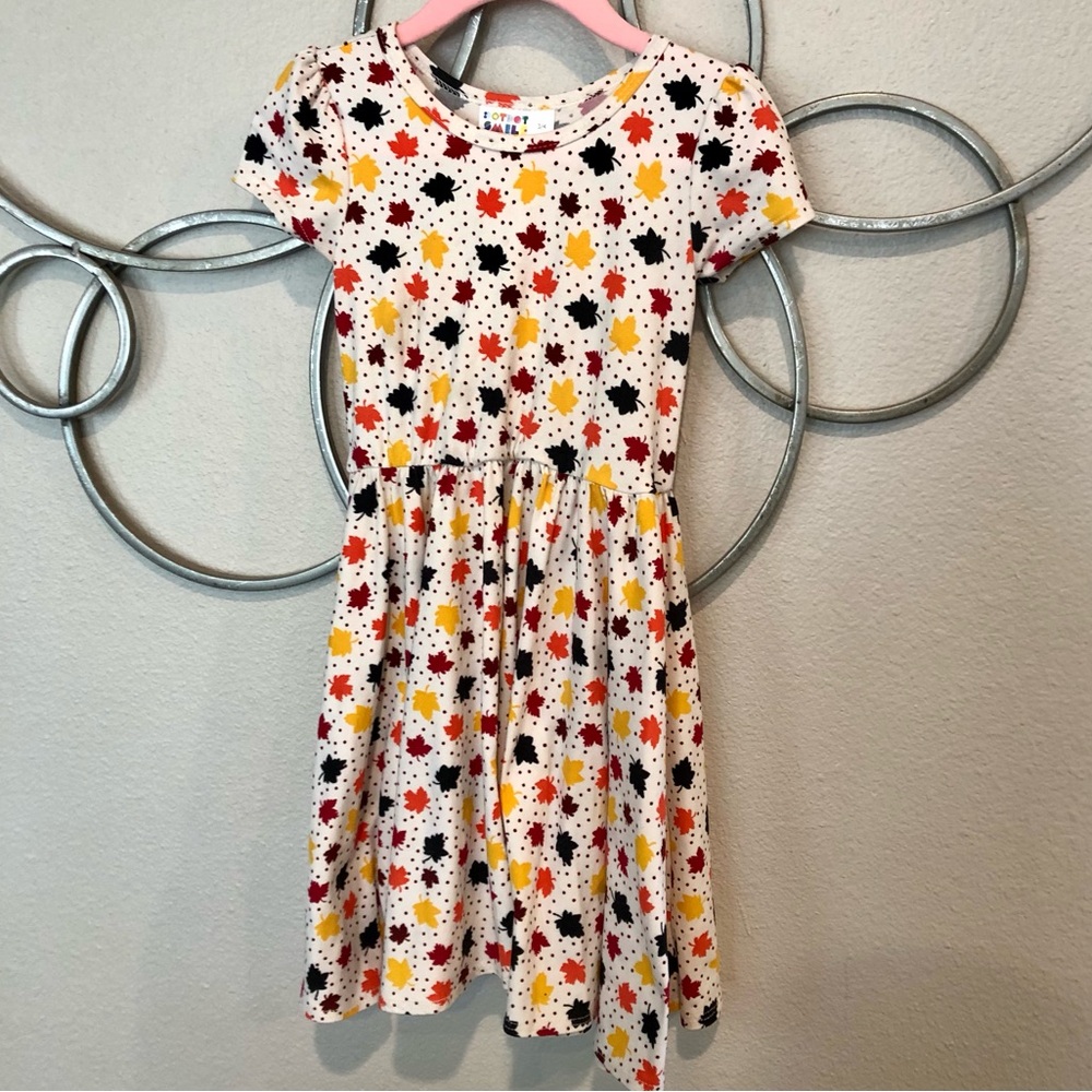 Dot Dot Smile leaf dress, 3/4T, fair/good used condition